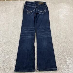 BKE Aiden Bootleg Jeans Womens 26R Dark Wash Bootcut Denim Stitching Low Rise